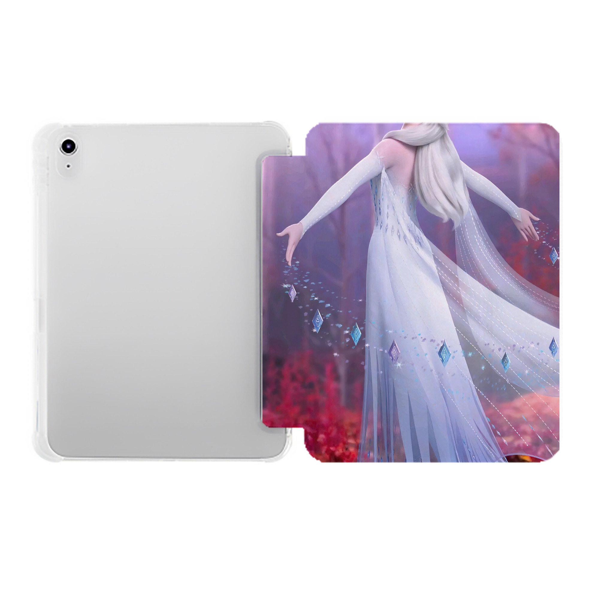 （画像用） アナと雪の女王 アンナ エルサ Frozen Anna Elsa IPad ケース ペン収納付き 三つ折りスタンド PUレザー×シリコン 対応機種9.5/10.5/10.9インチ